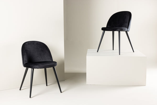 Matstolar VELVET Sammet 76.5x50x57cm Svart-2st