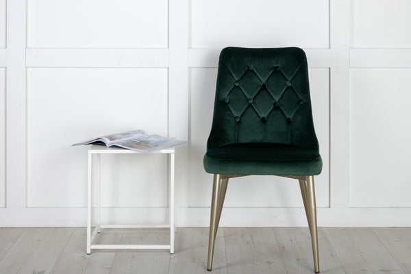 Matstolar VELVET DELUXE Sammet 88.5x50x66cm Grön-2st