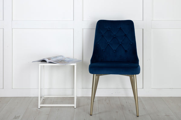 Matstolar VELVET DELUXE Sammet 88.5x50x66cm Blå-2st