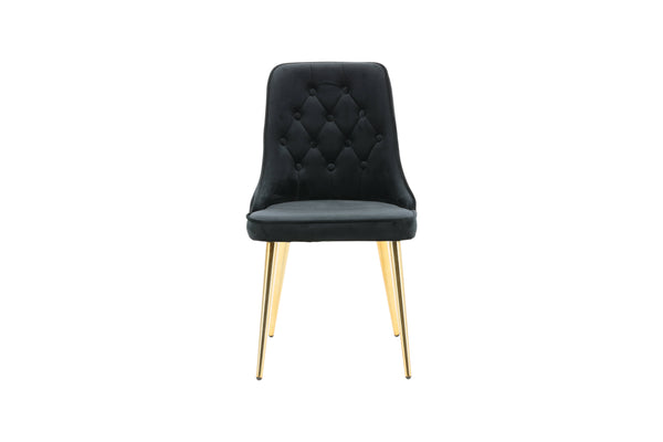 Matstolar VELVET DELUXE Sammet 88.5x50x66cm Svart-2st