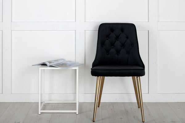 Matstolar VELVET DELUXE Sammet 88.5x50x66cm Svart-2st