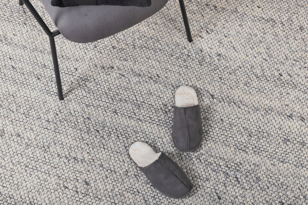 Rechteckiger Teppich GANGA Wolle 240x170cm-Grau