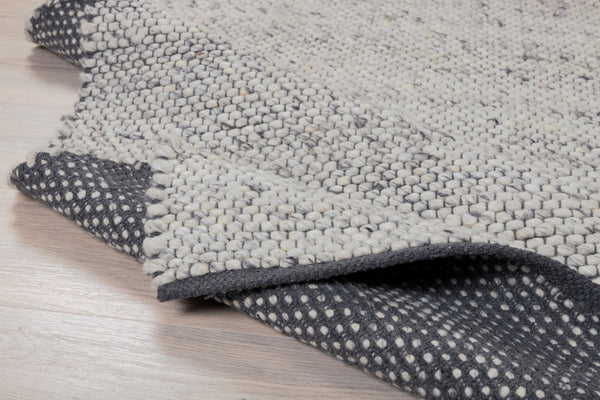 Rechteckiger Teppich GANGA Wolle 240x170cm-Grau