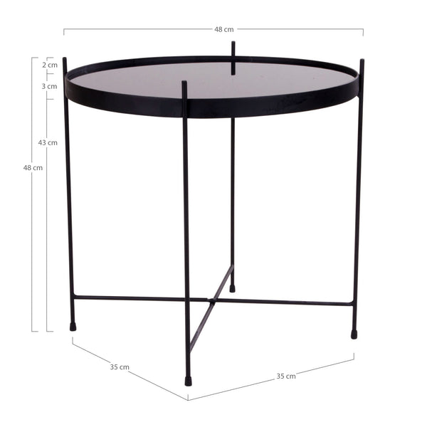 Soffbord VENEZIA Glas Ø48xh48cm Svart