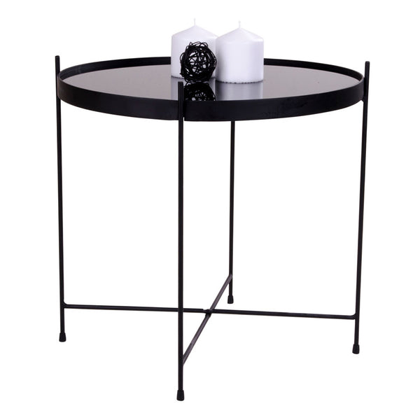 Soffbord VENEZIA Glas Ø48xh48cm Svart