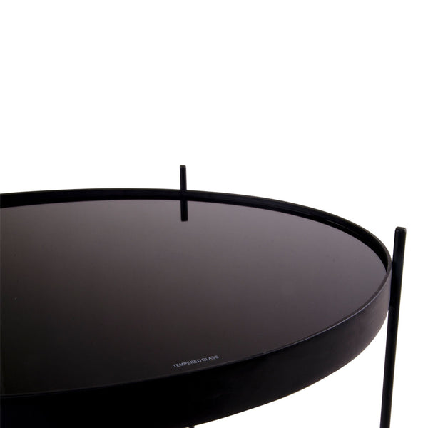 Soffbord VENEZIA Glas Ø48xh48cm Svart