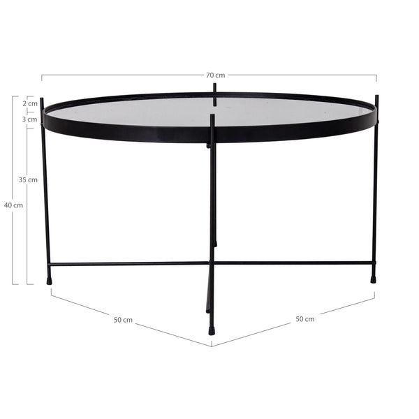 Soffbord VENEZIA Glas Ø70xh40cm Svart