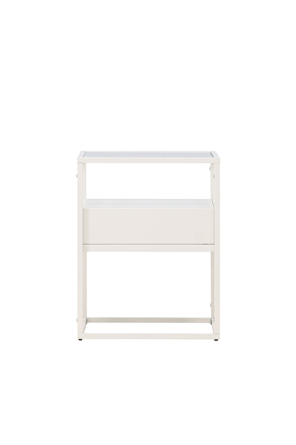 Sidobord FORTALEZA Glas 40*40 cm-Vit
