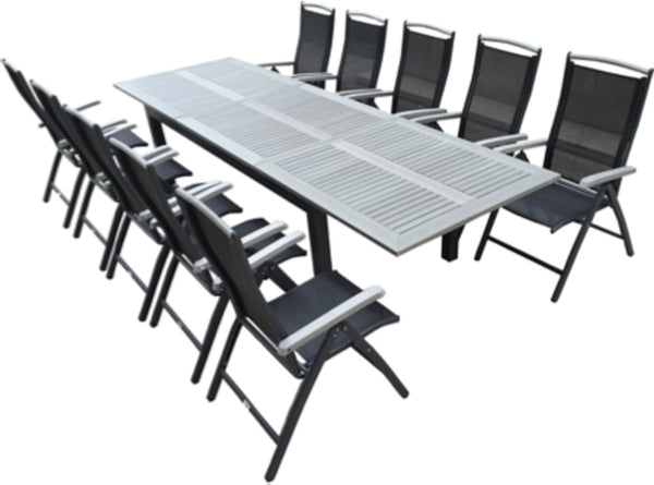 Rektangulära Matbord ALBANY Teak 224x100 Mörkgrå