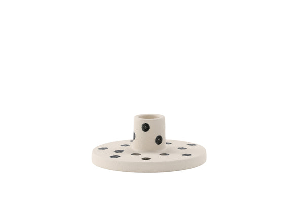 Ljusstakar  BETTE  Vit/Svart Prickar - W12*H5cm