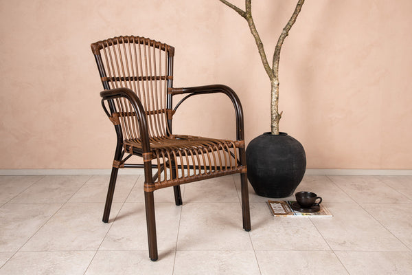 GALERA Esszimmerstühle Rattan Braun
