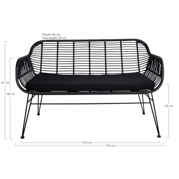 Soffa TRIESTE PU Rattan 68x126x81 Svart