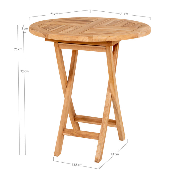 Matbord OVIEDO Teak Ø70x75 Natur
