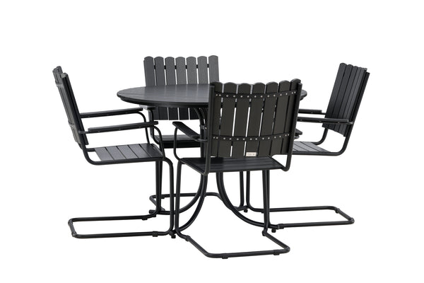 Matgrupper HOLMSUND Aintwood 2in1 (Matbord & Matstolar) Svart