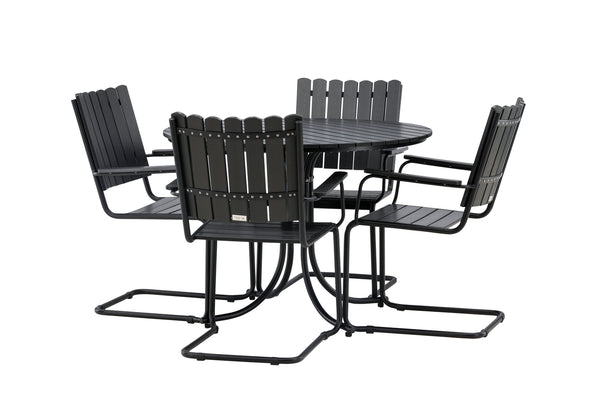 Matgrupper HOLMSUND Aintwood 2in1 (Matbord & Matstolar) Svart