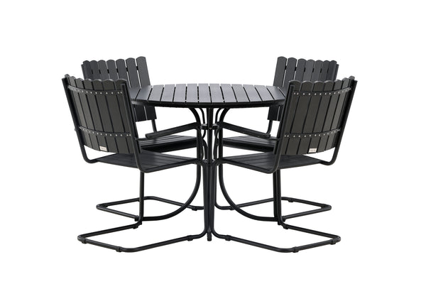Matgrupper HOLMSUND Aintwood 2in1 (Matbord & Matstolar) Svart