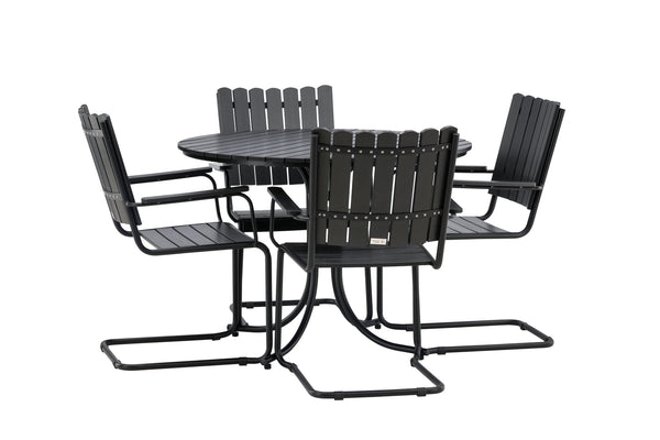 Matgrupper HOLMSUND Aintwood 2in1 (Matbord & Matstolar) Svart