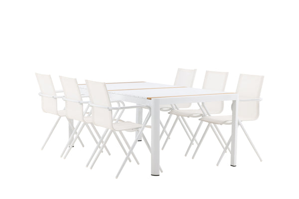 Matgrupp ALINA & TOGO Matstolar 6st Vit + Matbord 200x100 Vit