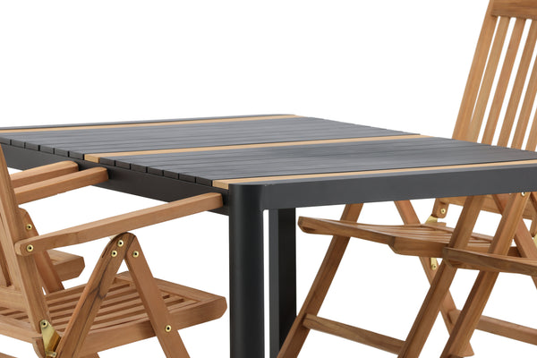 Matgrupp KENYA & TOGO Matstolar 4st Natur + Matbord 150x90 Svart