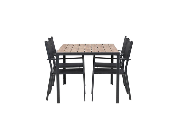 Esszimmergruppe COPACABANA &amp; BREAK Esszimmerstühle 4 Stück Schwarz + Esstisch 150x90x74 Natur