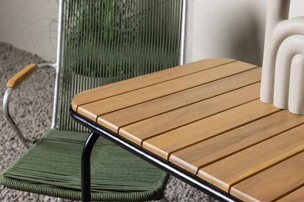 Cafégrupp HOLMBECK & BOIS Cafebord 70x88x74 Natur + Matstolar 2st Grön
