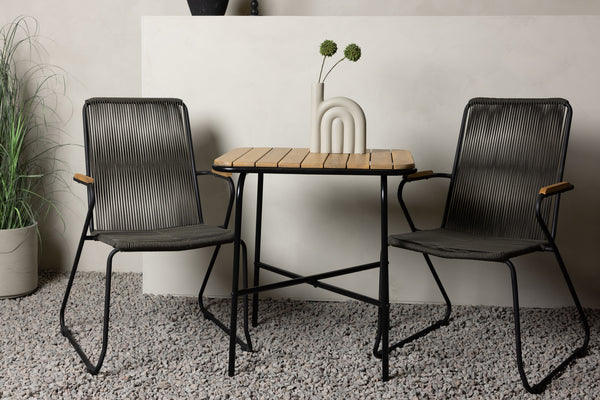 Cafégrupp HOLMBECK & BOIS Cafebord 70x88x74 Natur + Matstolar 2st Mörkgrå