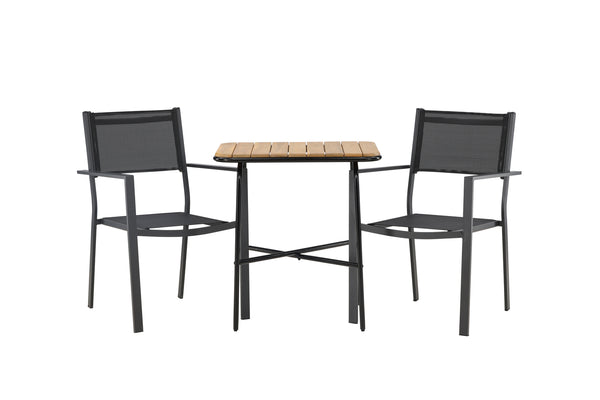 Cafégrupp COPACABANA & HOLMBECK Matstolar 2st Svart + Cafebord 70x88x74 Natur