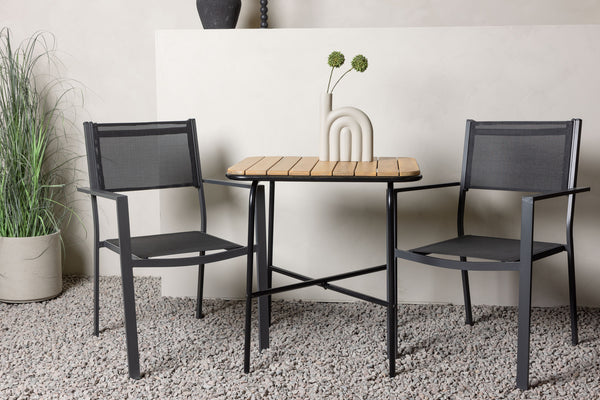 Cafégrupp COPACABANA & HOLMBECK Matstolar 2st Svart + Cafebord 70x88x74 Natur