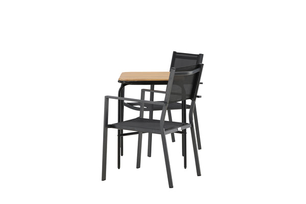 Cafégrupp COPACABANA & HOLMBECK Matstolar 2st Svart + Cafebord 70x88x74 Natur