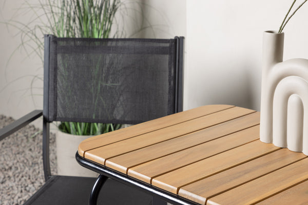 Cafégrupp COPACABANA & HOLMBECK Matstolar 2st Svart + Cafebord 70x88x74 Natur