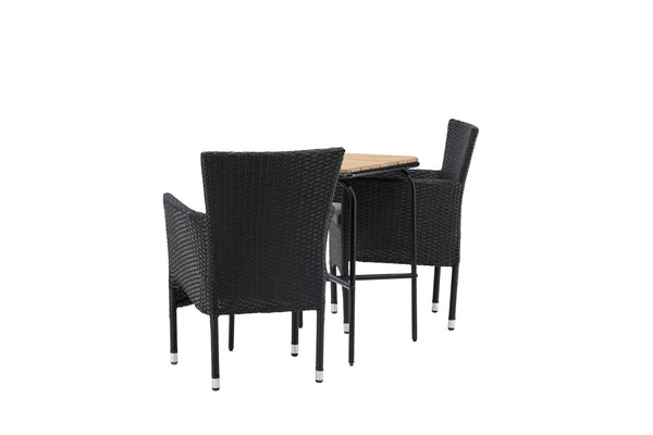 Cafégrupp MALINA & HOLMBECK Matstolar 2st Svart + Cafebord 70x88x74 Natur