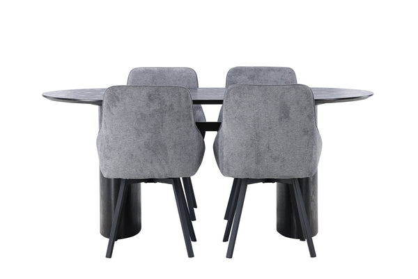 Dining group ROSIE &amp; ISOLDE Grey/ Black
