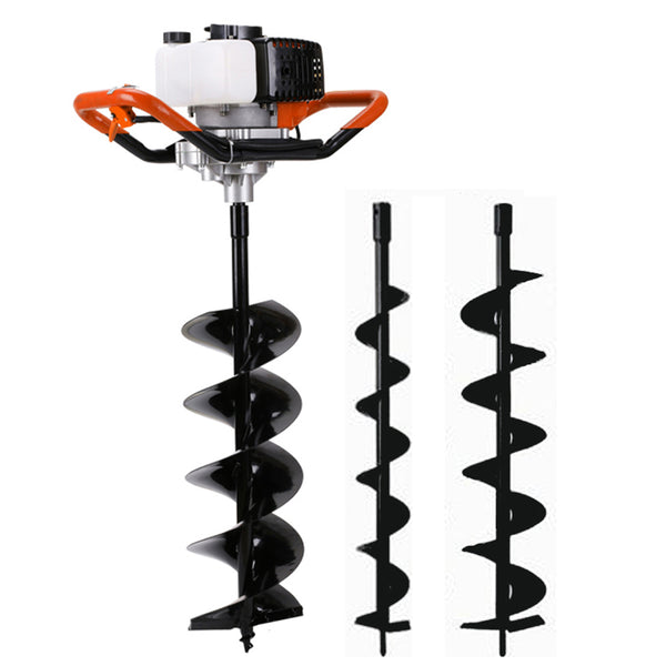 Petrol-powered HERZBERG Earth auger IE44F-5 / 52cc / 1.46 kW Orange, Silver