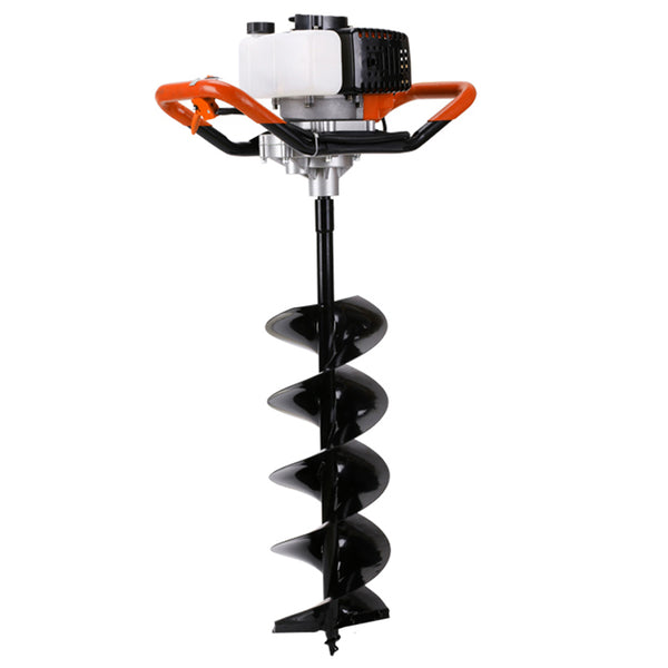 Petrol-powered HERZBERG Earth auger IE44F-5 / 52cc / 1.46 kW Orange, Silver