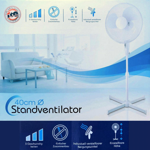 Bodenventilator Ø 40 WLSF 100° Oszillation Weiß