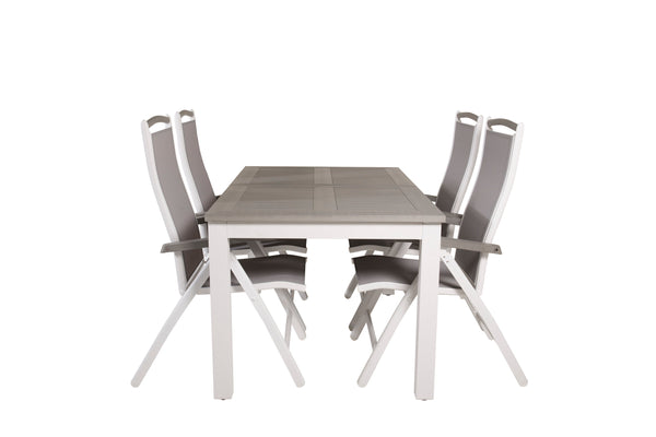 Matgrupp ALBANY Matbord 152x90 Vit + Positionsstolar 4st Vit