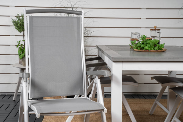 Matgrupp ALBANY Matbord 152x90 Vit + Positionsstolar 4st Vit