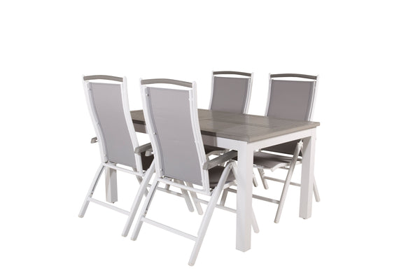 Matgrupp ALBANY Matbord 152x90 Vit + Positionsstolar 4st Vit
