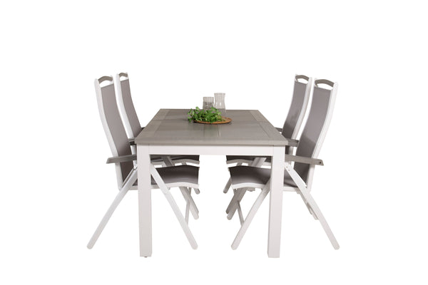 Matgrupp ALBANY Matbord 152x90 Vit + Positionsstolar 4st Vit