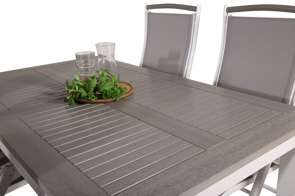 Matgrupp ALBANY Matbord 152x90 Vit + Positionsstolar 4st Vit