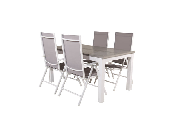 Matgrupp ALBANY & BREAK Matbord 152x90 + Positionsstolar 4st Grå/Vit