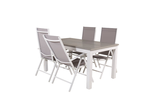 Matgrupp ALBANY & BREAK Matbord 152x90 + Positionsstolar 4st Grå/Vit