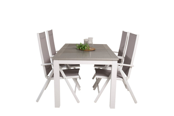 Matgrupp ALBANY & BREAK Matbord 152x90 + Positionsstolar 4st Grå/Vit