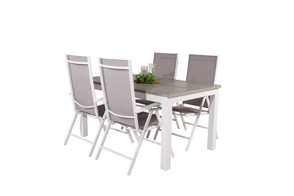 Matgrupp ALBANY & BREAK Matbord 152x90 + Positionsstolar 4st Grå/Vit