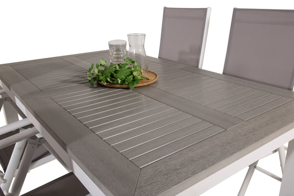 Matgrupp ALBANY & BREAK Matbord 152x90 + Positionsstolar 4st Grå/Vit