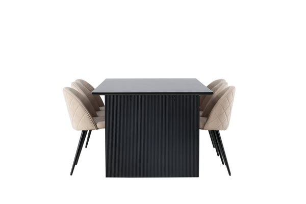 Matgrupp VAIL Matbord 100x200 & 6st VELVET Matstolar Berge