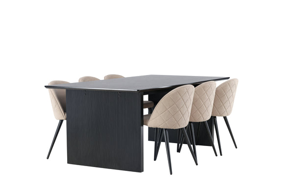 Matgrupp VAIL Matbord 100x200 & 6st VELVET Matstolar Berge