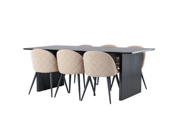 Matgrupp VAIL Matbord 100x200 & 6st VELVET Matstolar Berge