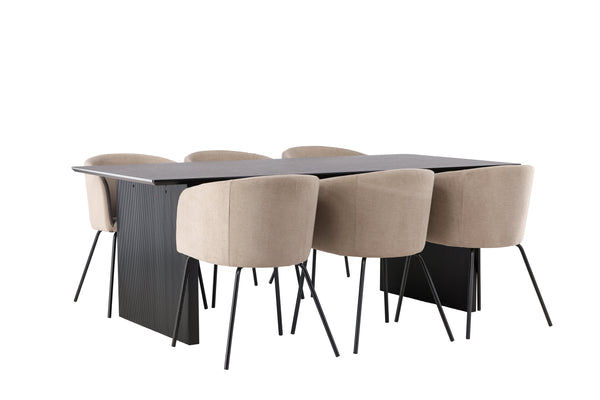 Matgrupp VAIL Matbord 100x200 & 6st BERIT Matstolar Berge