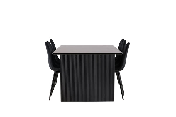 Esszimmergruppe VAIL Esstisch 100x200 &amp; 6 POLAR Esszimmerstühle Schwarz
